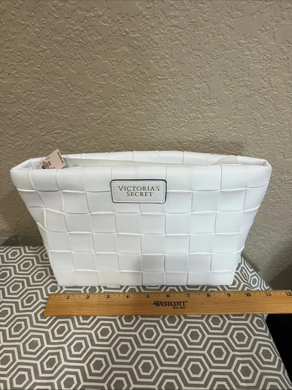 Victoria's Secret White Woven Cosmetic Pouch